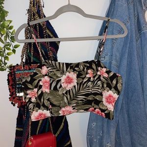 floral american eagle cropped tank top